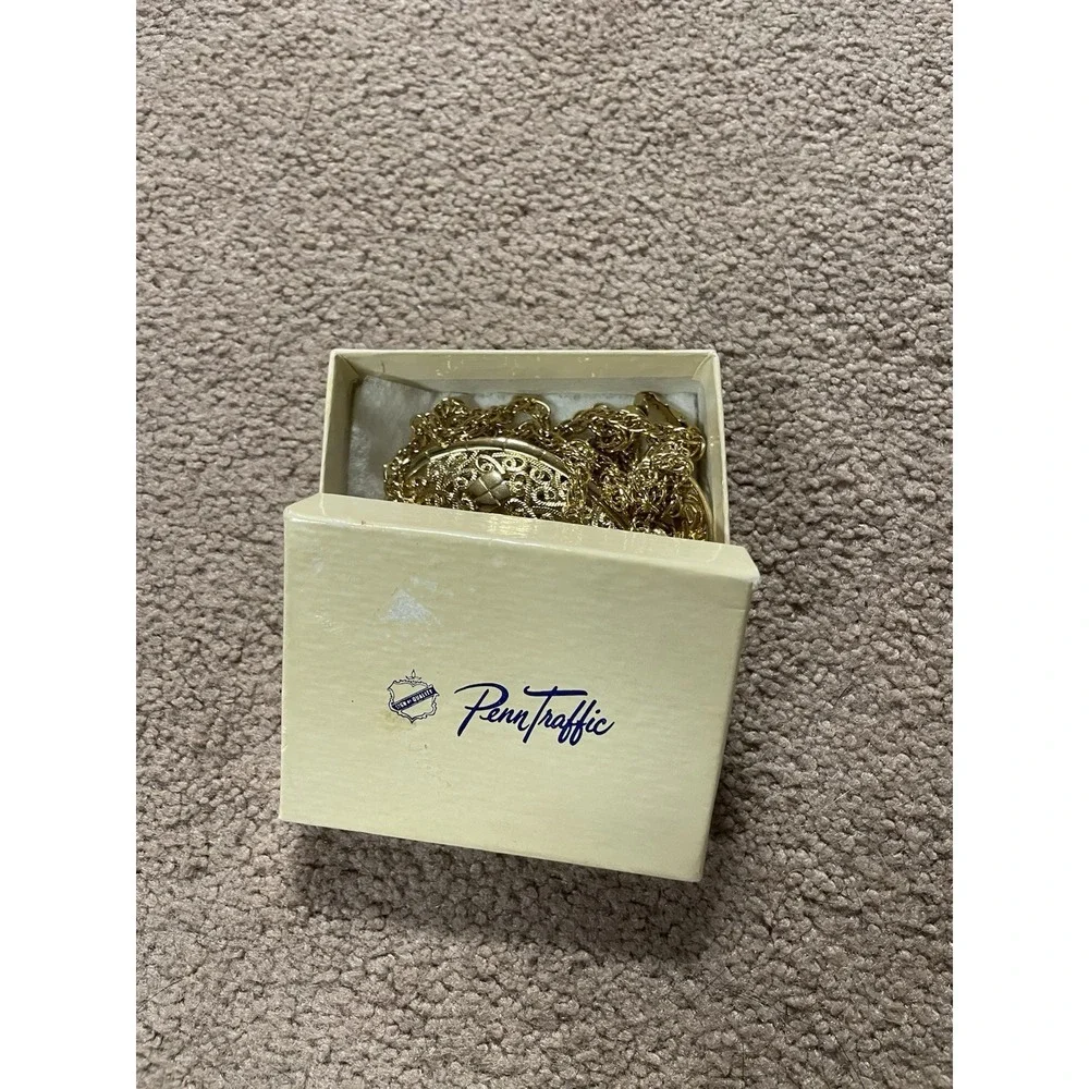 VTG Gold Tone Filigree Necklace 2.5